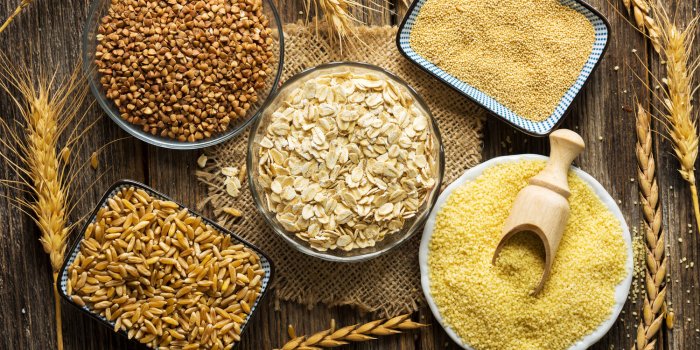 cereals collection on wooden background