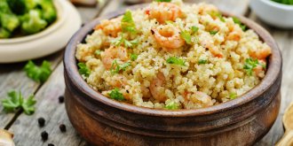 Risotto de quinoa aux crevettes et tomates cerises