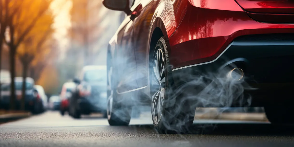 car exhaust pipe with thick smoke, air pollution from diesel vehicle combustion fumes coming out of car exhaust pipe car exhaust pipe with thick smoke, air pollution from diesel vehicle combustion fumes coming out of car exhaust pipe